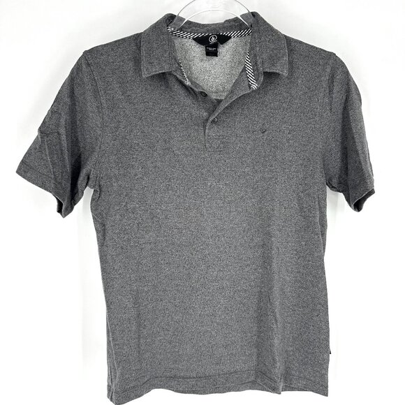 Volcom Heather Charcoal Grey Short Sleeve Polo Shirt Boys Large - Picture 1 of 7